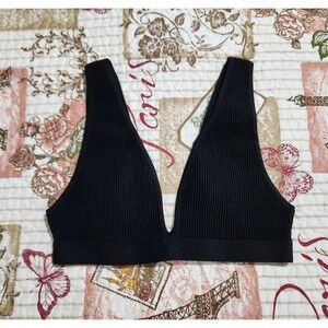 BABATON‎ Women's Deep V-neck Bralette Top Black Size M